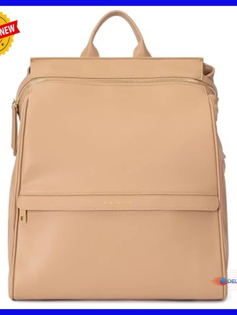 Leather Diaper Bag Backpack with USB Port, Changing Pad, Stroller Straps